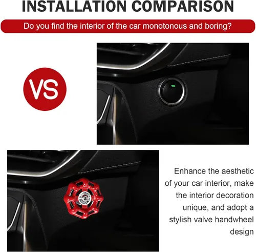 Vista 5 de Decoración de perilla giratoria de metal para automóvil, cubierta protectora para botón de encendido del motor de radio y aire acondicionado