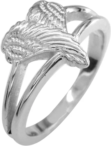 Vista 3 de Anillo de alas de corazón de ángel pequeño, 0.472in en plata de ley