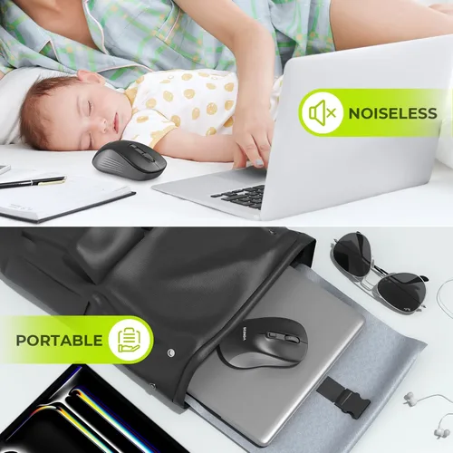 Vista 5 de seenda Ratón inalámbrico Bluetooth, Bluetooth y modo dual USB de 2.4G, clics silenciosos, seguimiento suave, 3 niveles ajustables 1600 DPI, mouse