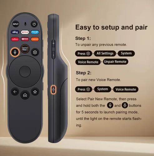 Vista 5 de para reemplazo de Smart TV Vizio, para control remoto VIZIO 2019-2024 para Smart TV con control de voz.