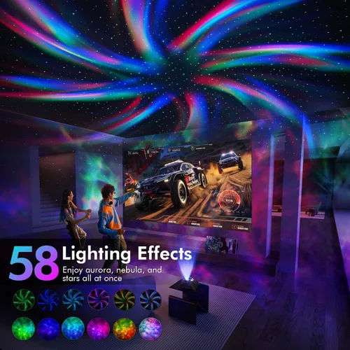 Vista 5 de Rossetta Proyector de luz nocturna con doble lente Galaxy Star Aurora para Blanco espacial