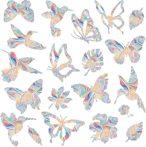 Lystaii 38 calcomanías de arco iris para ventana, calcomanías para evitar golpes de pájaros, evitar golpes de pájaros golpeando en ventanas de
