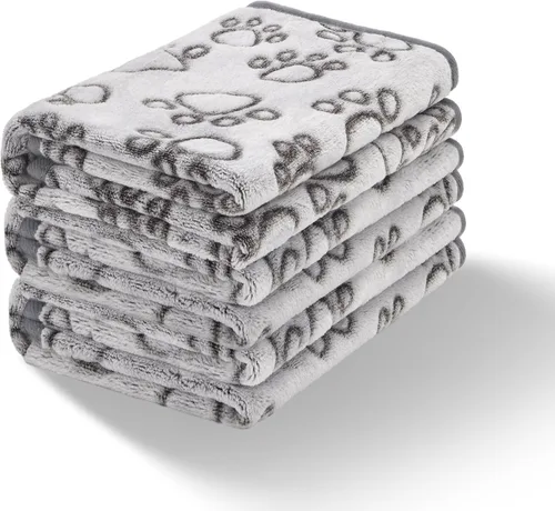 Stuffed 3 mantas suaves de alta calidad para perros pequeños, manta para gatos, manta calmante lavable para cama, sofá, funda de protección para Gris