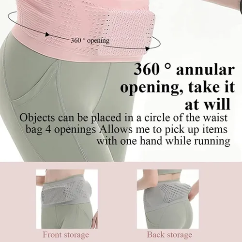 Vista 5 de Riñonera oculta transpirable de punto multifuncional 2023, paquete para correr, cangurera ajustable de alta capacidad, adecuada para actividades al
