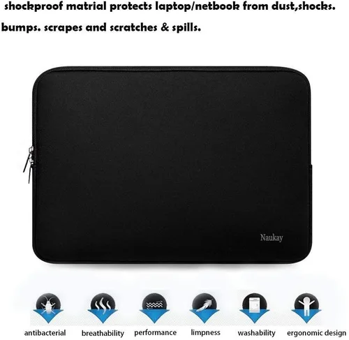 Vista 5 de Naukay Funda para Laptop, Funda de Neopreno Resistente de 13-13.3 Pulgadas para Laptop/Computadora Portátil/Funda de Bolsillo para Computadora