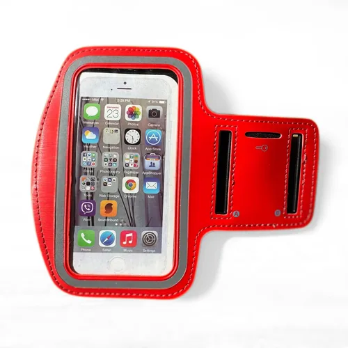 Vista 2 de Brazalete para teléfono celular pequeño de hasta 5.5 pulgadas, elásticos para correr con soporte para llaves, correa de bolsillo, soporte para bolsa