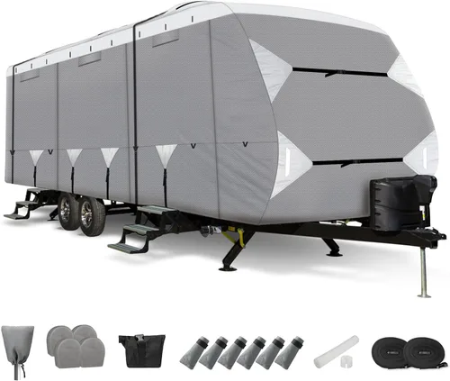 Vista 8 de Leader Accessories Cubierta a prueba de viento para cámper, 14 a 16 pies, extragruesa, antirrayos ultravioleta y Ripstop, con 4 cubiertas