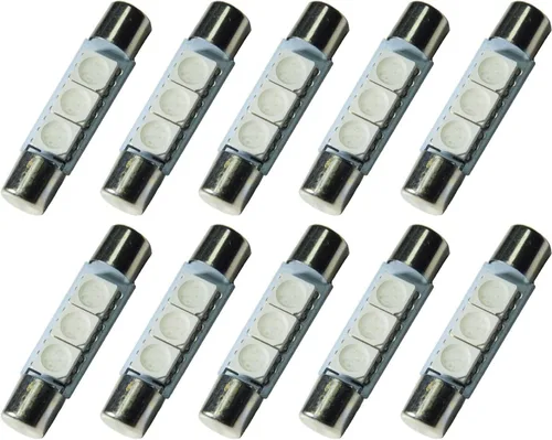 Vista 9 de PA LED 4 x LED 5050 3SMD Fuse Festoon Bulb Dome Interior Luz Interior Coche Visera Solar Espejo Luz 1.220 in (blanco)