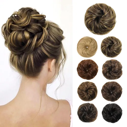 Vista 8 de FLUFYMOOZ Pieza de cabello desordenado, 100 % cabello humano real, extensión de cabello despeinado hacia arriba natural, rizado y desordenado
