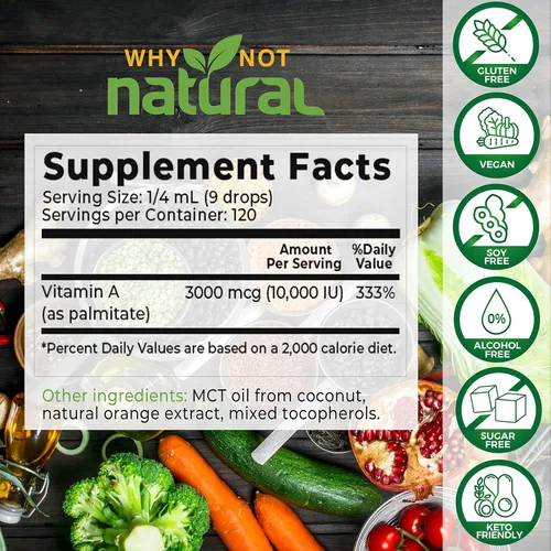 Vista 2 de Why Not Natural Gotas orgánicas de vitamina B12 y vitamina A líquida