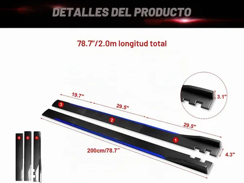Vista 4 de Xotic Tech - Faldas laterales inferiores para automóvil, protector de panel basculante, divisor de alas, difusor de línea inferior, kit de cuerpo