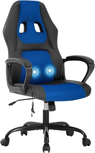 Vista 15 de Silla de juegos con función de masaje, sillas de piel sintética, silla de oficina ergonómica, sillas de computadora ejecutivas, respaldo alto, tarea