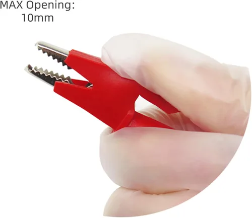 Vista 2 de Clips de cocodrilo aislados resistentes de PVC abrazaderas de cocodrilo niquelado conector de cobre 1000 V 20 A 5 colores para pruebas eléctricas