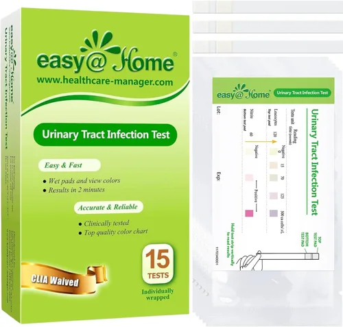 Easy@Home Tiras de prueba UTI Monitorizan las infecciones de la vejiga del tracto urinario, Kit de prueba de orina rápida de 15 unidades Resultados
