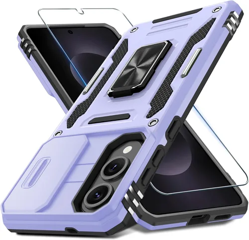 Vista 56 de DEERLAMN Funda para Samsung Galaxy A15 5G con cubierta deslizante para la cámara + protector de pantalla (1 paquete), soporte de anillo giratorio
