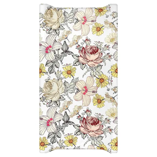 Funda para cambiador, fundas para cambiador de bebé para niñas y niños, funda suave y ajustada, elástica, para cambiador de bebé, estampado floral