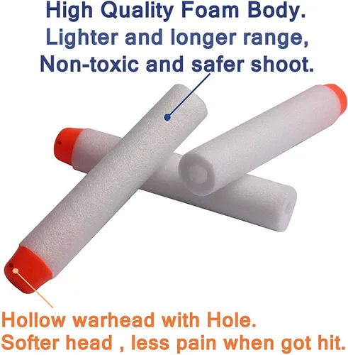 Vista 5 de AMOSTING 100 dardos de recambio + 1000 dardos de repuesto para Nerf Modulus Guns N Strike Elite Glow at the Dark Paquete de balas a granel - Blanco