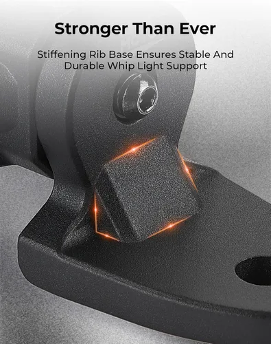 Vista 3 de KEMIMOTO UTV Soporte de montaje para luz de bandera de montaje en látigo, 1 unidad, resistente ajustable para jaula de barra enrollable de 1.75 a 2