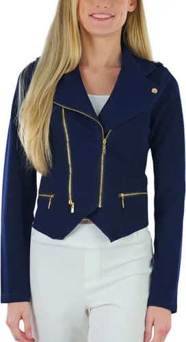 ToBeInStyle Blazers de manga larga con cremallera y botones para mujer