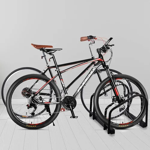 Vista 7 de WALMANN Soporte para bicicleta de piso para 2 bicicletas, soporte de estacionamiento para bicicletas, soporte de almacenamiento para bicicletas