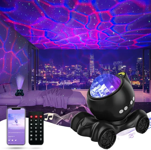 Vista 7 de ENOKIK Proyector de Luces del Norte, Proyector de Estrellas Aurora con Altavoz Bluetooth Integrado, Máquina de Ruido Blanco para Niños y Adultos