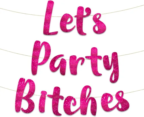 Vista 9 de Cartel de "Let's Party" con purpurina dorada – Divertida despedida de soltera, cumpleaños, decoraciones de soltero – 21 – 30 – 40 – 50 cumpleaños