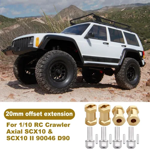 Vista 11 de 4 extensiones de cubos de rueda de latón RC de 0.472 pulgadas, espaciadores de rueda, adaptador de unidad hexagonal para 1/10 RC Crawler Axial SCX10
