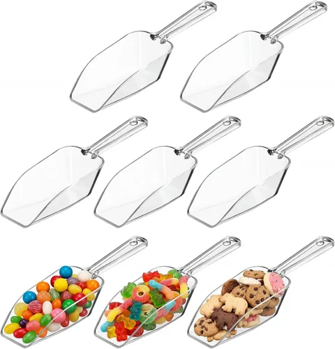 Vista 9 de Hestya 4 cucharadas de plástico transparente multiusos para dulces, bufé, acrílico, cocina, hielo, palomitas de maíz para proteínas en polvo
