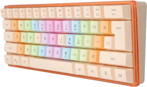 Vista 9 de CUIFATI Gaming Keyboard for Girl, 60 Percent Keyboard Color Cute Keyboard with RGB, Wired Mechanical Keyboard for Gaming Office Apricot