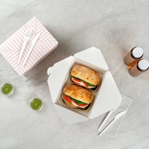 Vista 248 de Restaurantware Bio Tek - Cajas para llevar de 30 onzas, 200 loncheras para llevar, cierre de tabulación, resistentes al calor, desechables, de papel