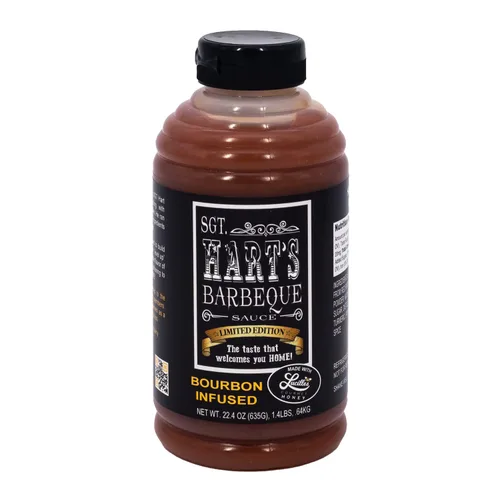 SGT. Hart's Bourbon - Salsa BBQ con sabor a bourbon - 22.04 onzas | Salsa barbacoa para pollo, carne de res, cerdo, mariscos, fideos, hamburguesas,