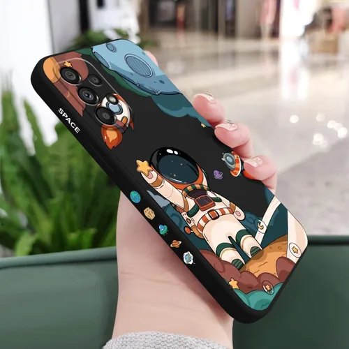 Vista 2 de LEECG Funda protectora de silicona suave para Samsung Galaxy A53 5G, diseño creativo lateral para Samsung A53 5G, negro astronauta