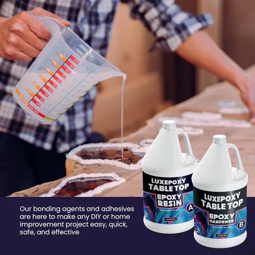 Vista 6 de Luxepoxy - Kit de resina de galón – Kit de encimera de mesa epoxi premium con resina epoxi y endurecedor epoxi – dos partes 1:1 transparente de alto