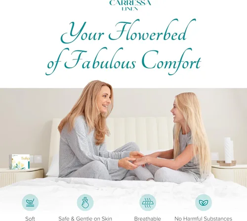 Vista 4 de Carressa Linen Juego de sábanas 100% de algodón egipcio, tamaño Queen, 6 piezas de 800 hilos de algodón egipcio, tamaño Queen, color blanco, suave