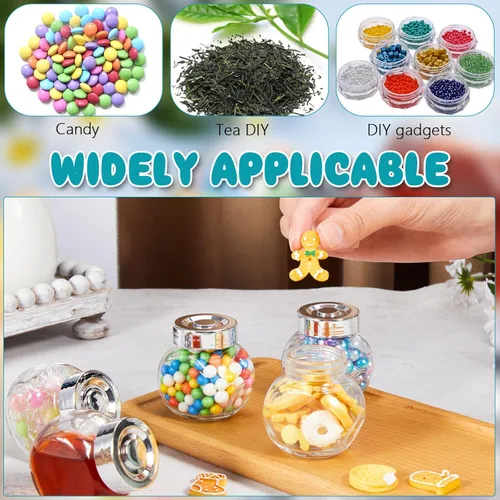 Vista 7 de Umigy Mini tarros de vidrio con tapas de 1.7 onzas, pequeños tarros de cristal con tapas para regalos, regalos de boda, especias, miel, azúcar