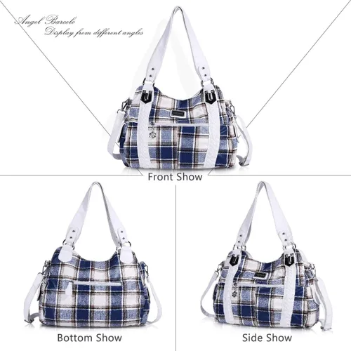 Vista 191 de Angel Barcelo - Bolsa de hombro amplia para mujer, diseño Hobo, cuero lavado