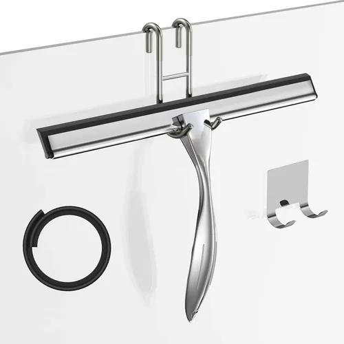 Vista 9 de Juego de escobilla de ducha de acero inoxidable de 10 pulgadas para baño, puertas de ducha, espejos, azulejos, ventanas de automóvil, 100% libre