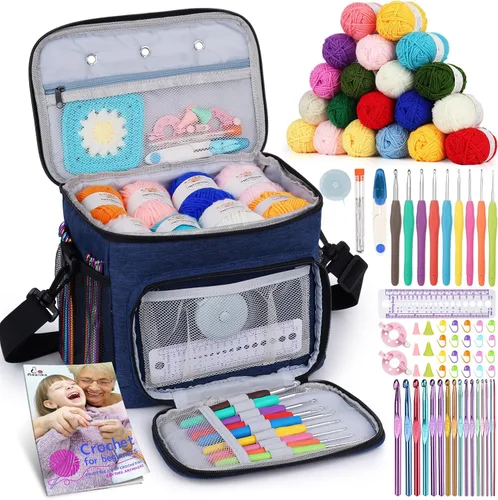 Vista 12 de Aeelike Kit de ganchillo para principiantes para adultos, kit de inicio de ganchillo con instrucciones paso a paso e hilo de puntadas fáciles