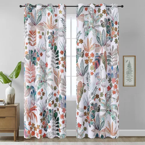 Vista 27 de Estelar Textiler Cortinas clásicas con estampado floral azul para sala de estar, cortinas de 84 pulgadas de largo, oscurecimiento de la habitación