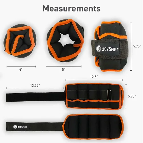 Vista 2 de Body Sport Adjustable Ankle Weights, 1 lb.–5 lb. – Customizable Ankle and Wrist Weight Sets for Men, Women, and Kids – Workout Aid for Added