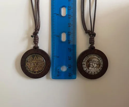 Vista 4 de Collar maya y collar azteca, joyería mexicana, calendario maya, arte colgante