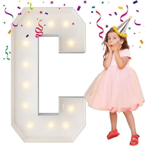 Vista 54 de Letras iluminadas de marquesina de 4 pies, letras grandes de marquesina, marco de globo de mosaico, letras grandes para decoración de compromiso