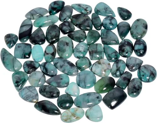 Vista 4 de Lote de 5 piezas de gemas sueltas naturales en forma de cabujón para hacer joyería, gemas sueltas, forma de piedra ovalada y pera, tamaño de piedra