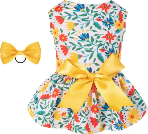 Vista 11 de CuteBone - Vestido de malla para perros, vestido de verano para cachorros, atuendo para mascotas, moda de verano para perros pequeños, niña, ropa