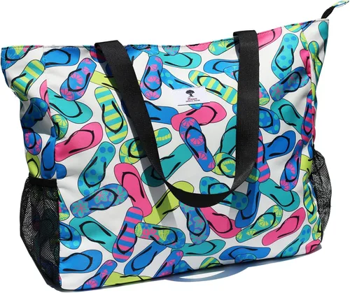 Bolsa grande de playa resistente al agua, ligera de 20 pulgadas, bolsa grande para mujer, para gimnasio, playa, viajes, piscina, yoga, enfermeras