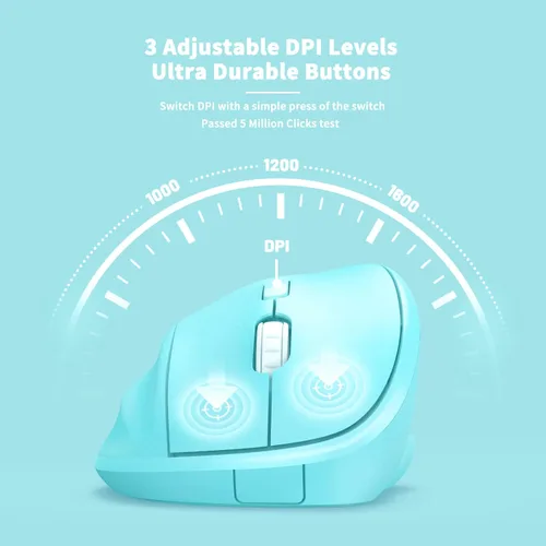 Vista 6 de Ergo Mouse inalámbrico ergonómico con receptor USB para PC, laptop y escritorio, mouse vertical con clics silenciosos de larga duración