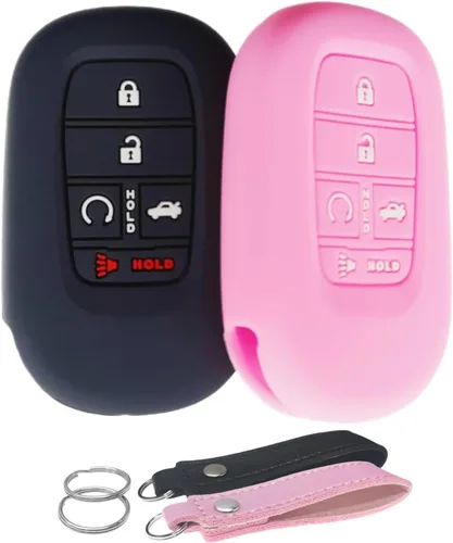Funda de silicona para llavero sin llave, compatible con Honda Accord Civic HR-V CR-V Pilot Sport SI EX EX-L Touring 2022 2023 2024 (5 botones negro