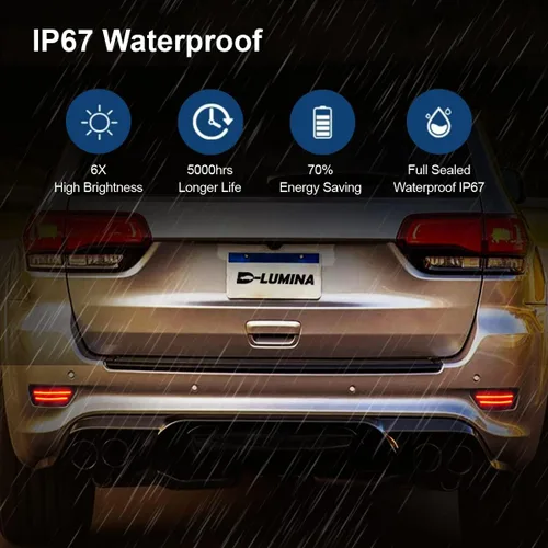 Vista 5 de D-Lumina Conjunto de Luces Reflectoras LED para Parachoques Trasero Lámpara Kit de Luz Antiniebla Compatible con Jeep Grand Cherokee, Compass