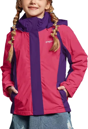 Vista 64 de Chaqueta de esquí impermeable para niñas, chaqueta de snowboard para exteriores, resistente al viento, con forro polar, abrigo de nieve cálido