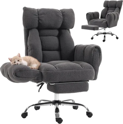 Vista 10 de HOMCOM Silla de oficina Criss Cross con reposabrazos abatibles Blanco crema